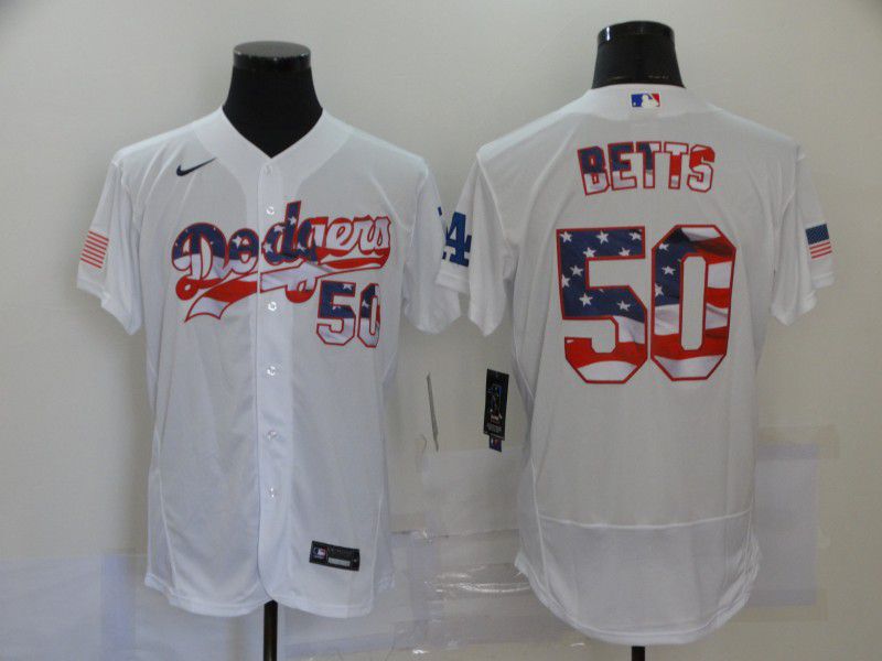 Men Los Angeles Dodgers #50 Betts White Elite 2020 MLB Nike Jerseys->los angeles dodgers->MLB Jersey